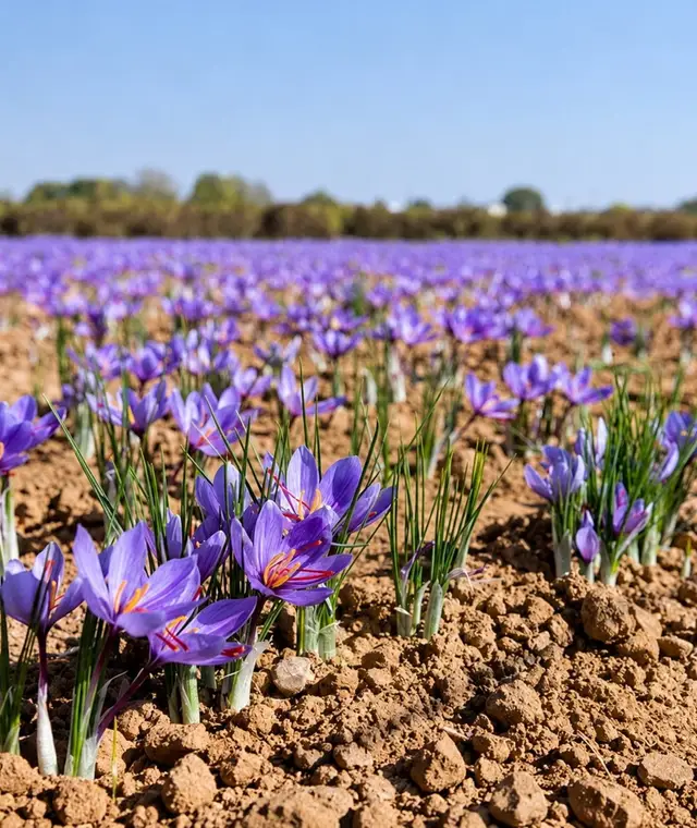 Crocus sativus in flower