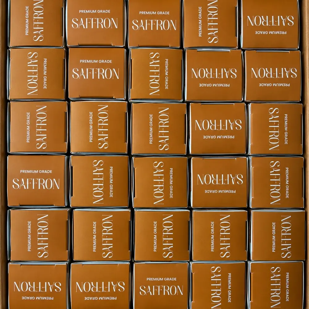 Boxed retail saffron packs